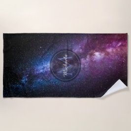 Toalha De Praia Via Látea, cores brilhantes, monograma personalizá