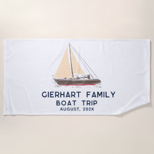 Toalha De Praia Viagem de barco da família náutica Personalizado