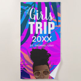Toalha De Praia Viagem de Meninas Tropicais, Ano, Nome, Mulher Neg
