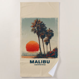 Toalha De Praia Viagens vintage Malibu California