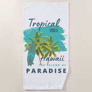 Toalha De Praia Vibrações Tropicais Havaí Ilha do Paraíso