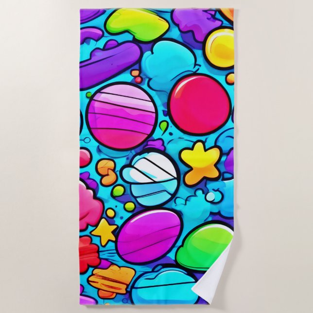Toalha De Praia Vibrant Abstrato Candyland (Frente)