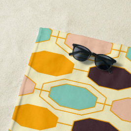 Toalha De Praia Vibrant geometric pattern with rows of octagonal s