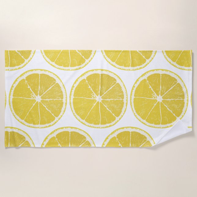 Toalha De Praia Vibrant Lemon Slice Pattern Summer Beach Towel (Frente)