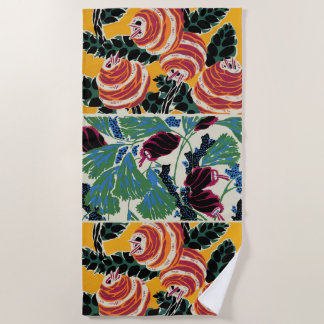 Toalha De Praia Vibrant Magenta & Orange Abstract Flower Art