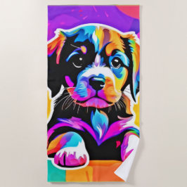 Toalha De Praia Vibrant Puppy Trabalho de arte