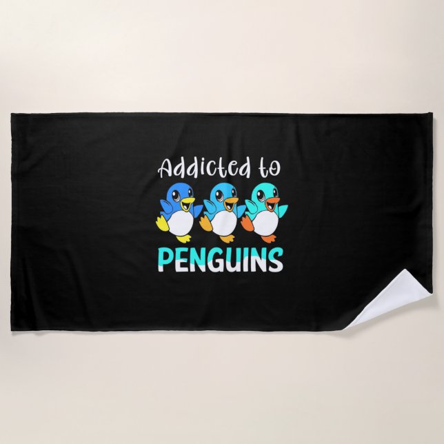 Toalha De Praia Viciado Em Pinguins (Frente)
