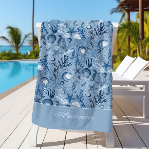 Toalha De Praia Vida do Mar Azul Personalizada