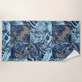 Toalha De Praia Vida do mar e padrão botânico do abstrato design