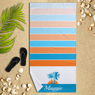 Toalha De Praia Vida na praia Legal Blue/Orange Personalizado
