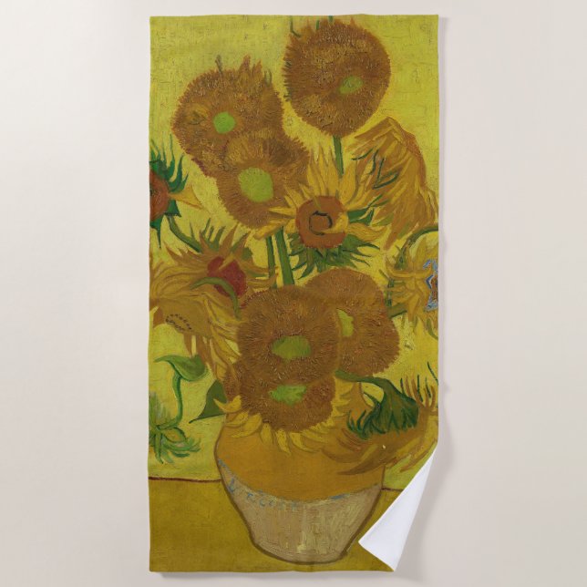 Toalha De Praia Vincent Van Gogh 15 Sunflower Painting (Frente)