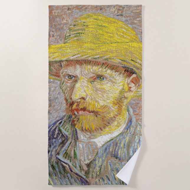Toalha De Praia Vincent van Gogh - Autorretrato com Chapéu de Palh (Frente)