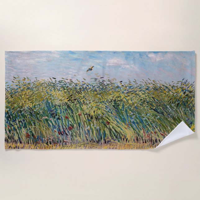 Toalha De Praia Vincent van Gogh - Campo de trigo com Lark (Frente)