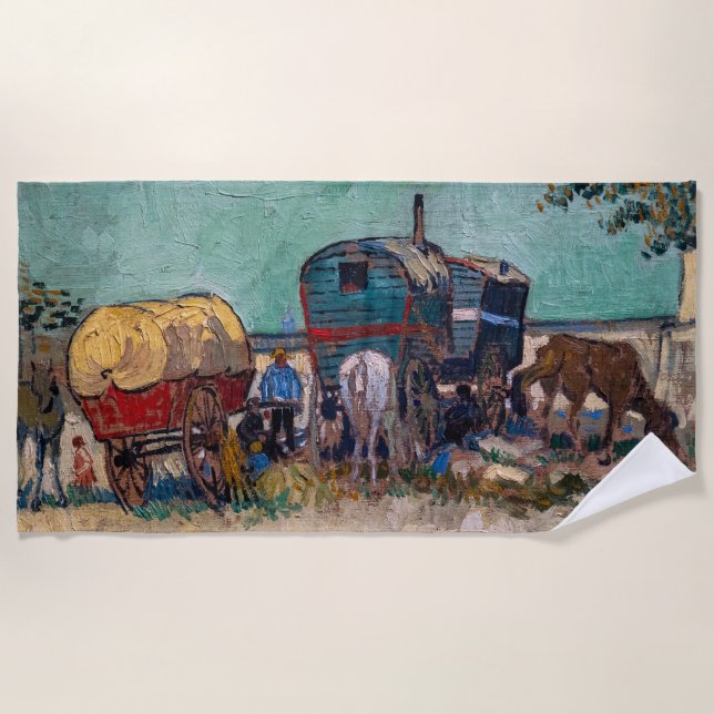 Toalha De Praia Vincent Van Gogh - Caravanas, Campo de Ciganos per (Frente)