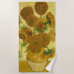 Toalha De Praia Vincent van Gogh - Vase com Quinze Girassóis<br><div class="desc">Vase com Quinze Girassóis / Vase avec quinze Tornesols - Vincent Van Gogh,  agosto de 1888 - Girassóis versão 1888 (F454)</div>