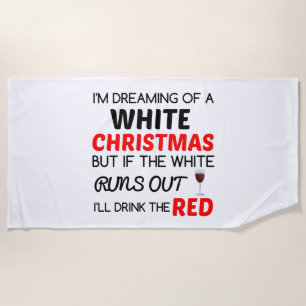 TOALHA DE PRAIA VINHO VERMELHO DE NATAL BRANCO