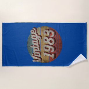 TOALHA DE PRAIA VINTAGE 1983 HOMENS MULHERES PRESENTE DE ANIVERSÁR