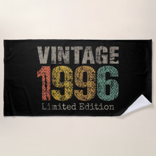 Toalha De Praia Vintage 1996 Texto Presente de Aniversário de 30 a