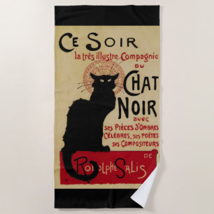 Toalha De Praia Vintage Art Nouveau, Ce Soir Chat Noir Black Cat