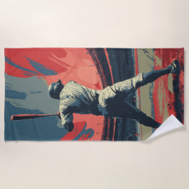 Toalha De Praia Vintage Baseball Player Silhouette – Retro Stadium