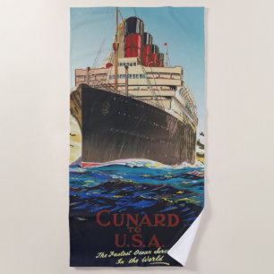 TOALHA DE PRAIA VINTAGE CUNARD AQUITANIA VIAGEM