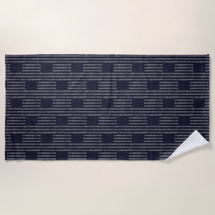 Toalha De Praia Vintage Dark Blue Grunge EUA Flag Patterno