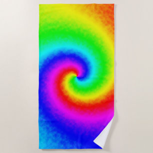 Toalha De Praia Vintage Hippie Boho Tie Dye Psychedelic Twirl