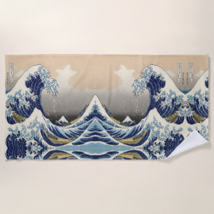 Toalha De Praia vintage japeso art ocean paisagem excelente onda