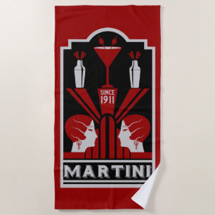 Toalha De Praia Vintage Martini Art Deco