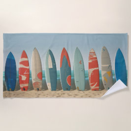 Toalha De Praia Vintage Ocean Beach Vibes Retro Summer SurfBoards