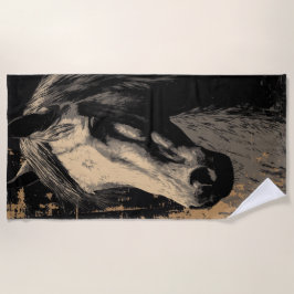 Toalha De Praia Vintage Pferdeportrait im Grunge Stil