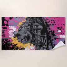 Vintage Steam Train Graffiti Pop Art Illustration