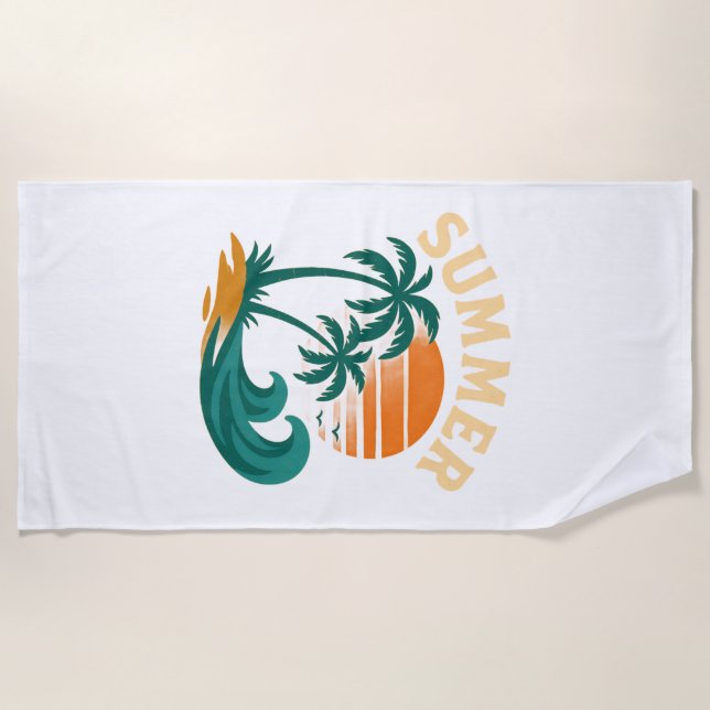 Toalha De Praia Vintage Summer Beach Vibes (Frente)