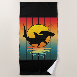 Toalha De Praia Vintage Sunset Hammerhead Shark