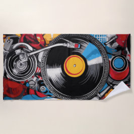 Toalha De Praia Vinyl Record Turntable DJ Art