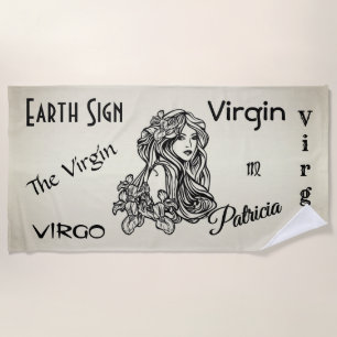 Toalha De Praia Virgo A Virgem Zodiac Pessoal Dourado