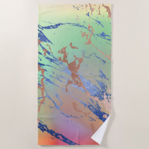 Toalha De Praia Vivid Marble Coloração d'água do Pastel a Neg