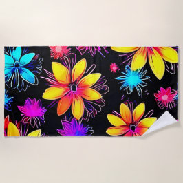 Toalha De Praia Vivid Neon Floral