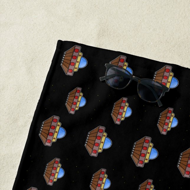 Toalha De Praia Voando ufo no espaço preto (In Situ)