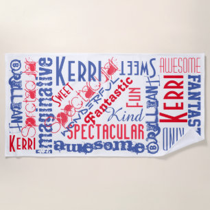 Toalha De Praia Você é vermelho, branco e azul personalizados