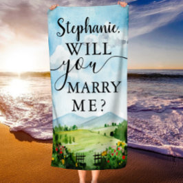 Toalha De Praia Você Me Casado? Proposta de casamento personalizad