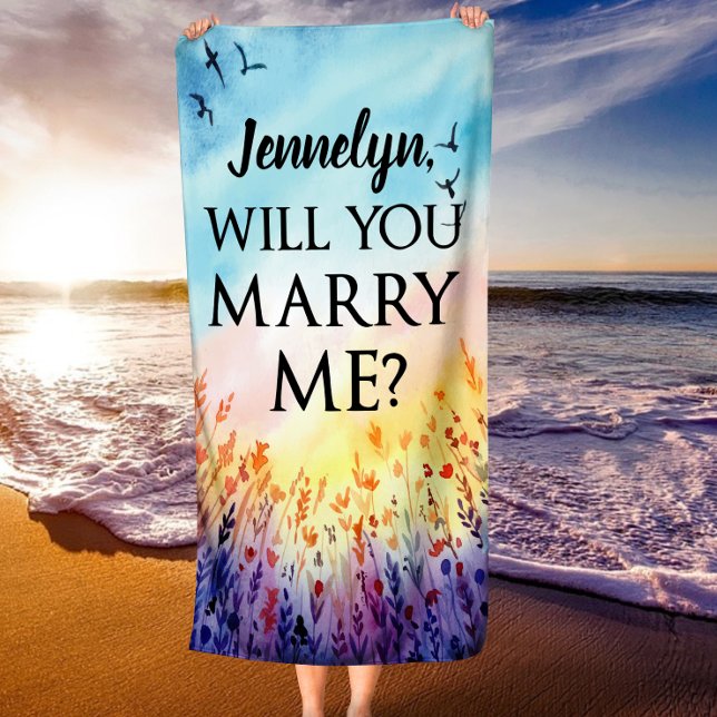 Toalha De Praia Você me Casado - Proposta personalizada de Casamen (Will You Marry Me - Personalized Marriage Proposal Beach Towel)