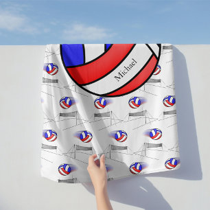 Toalha De Praia Voleibol Vermelho, Branco e Azul