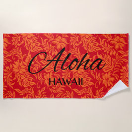 Toalha De Praia Waikiki Hibiscus Hawaiian Aloha Floral Vermelho