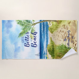 Toalha De Praia Watercolor Beach Seascape Life é melhor no