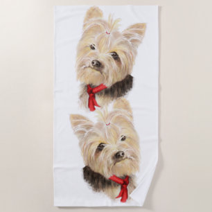 Toalha De Praia Watercolor Cute Yorkshire Terrier Yorkie dog
