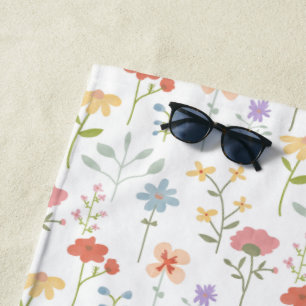 Toalha De Praia Watercolor Floral Floral
