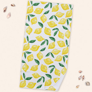Toalha De Praia Watercolor Lemon Mediterrânica Citrus