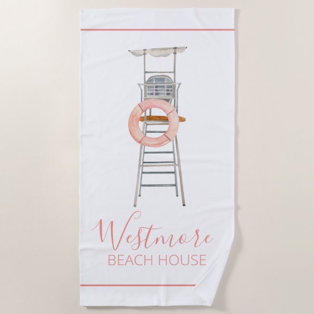 Toalha De Praia Watercolor Lifeguard Cadeira de Praia (Frente)