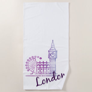 Toalha De Praia Watercolor London Big Ben Beach Towel London Sky